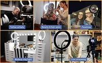 Ring Lights 10" Portable LED Selfie Lights (26cm) for Camera, Phone, TIK Tok, YouTube Video Shooting. Makeup Ring Light Foldable and Lightweight. 7 feet Long. 3 Color Modes LED Light